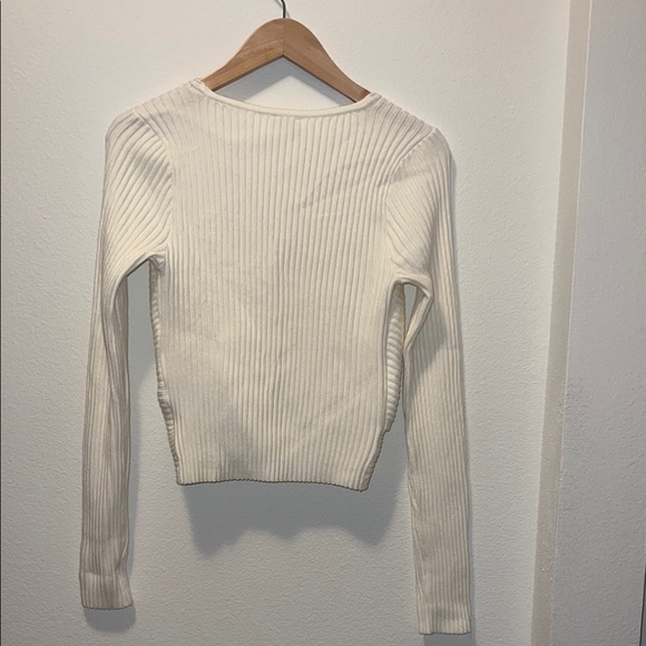 Abercrombie & Fitch Cream Ribbed Wrap Blouse - Picture 3 of 3